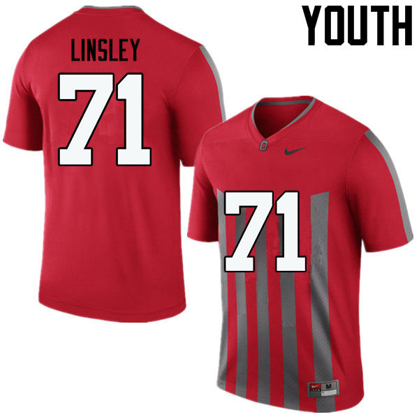 Ohio State Buckeyes Corey Linsley Youth #71 Throwback Game Stitched College Football Jersey